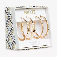 Mixit Hypoallergenic Gold Tone Hoop 2 Pair Earring Set