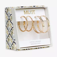 Mixit Hypoallergenic Gold Tone Hoop 2 Pair Earring Set
