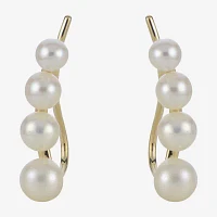 Cultured Freshwater Pearl and 14K Yellow Gold Climber Earrings