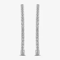 Lab Created White Sapphire Sterling Silver 7.8mm Hoop Earrings