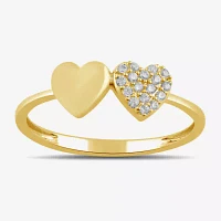 Womens 1/10 CT. T.W. Lab Grown White Diamond 10K Gold Heart Cocktail Ring