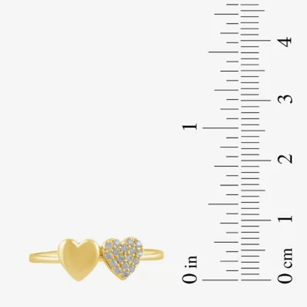 Womens 1/10 CT. T.W. Lab Grown White Diamond 10K Gold Heart Cocktail Ring