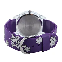 Disney Frozen Anna and Elsa Kids Time Teacher Textured Snowflake Strap Watch