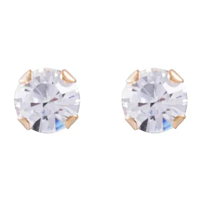 White Cubic Zirconia 14K Gold 4mm Stud Earrings