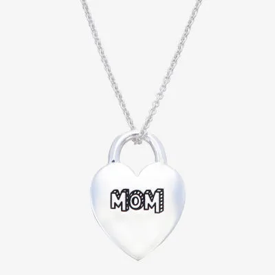Footnotes Mom Sterling Silver 16 Inch Heart Pendant Necklace