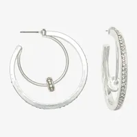 Mixit Hypoallergenic Silver Tone Crystal Hoop Earrings