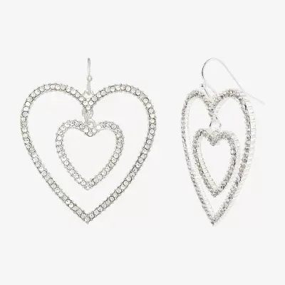 Mixit Hypoallergenic Silver Tone Heart Drop Earrings