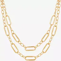 Made in Italy 14K Gold 18 Inch Hollow Paperclip Paperclip Chain Necklace