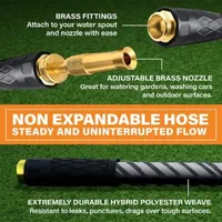 Bionic Flex Pro Ultra Durable and Lightweight 25 Foot Garden Water Hose with Adjustable Brass Spraying and Shooting Nozzle