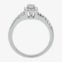 I Said Yes (H-I / I1) Womens 1/2 CT. T.W. Lab Grown White Diamond Sterling Silver or 14K Gold Over Side Stone Halo Engagement Ring