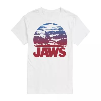 Jaws Mens Crew Neck Short Sleeve Regular Fit Graphic T-Shirt