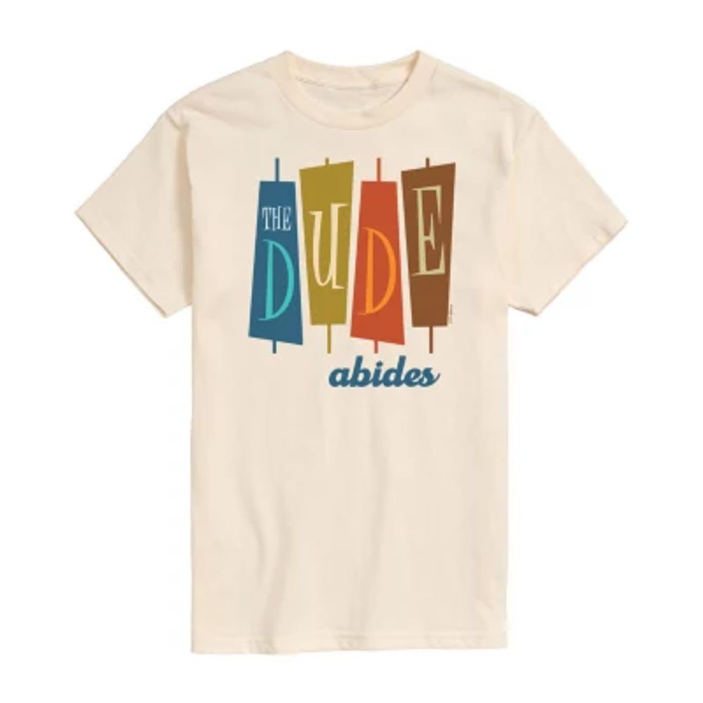 The Big Lebowski Dude Abides Mens Crew Neck Short Sleeve Regular Fit Graphic T-Shirt