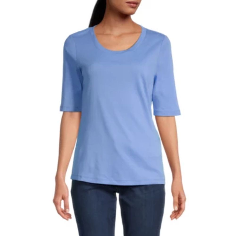 St. John's Bay Womens Scoop Neck Elbow Sleeve T-Shirt