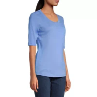 St. John's Bay Womens Scoop Neck Elbow Sleeve T-Shirt