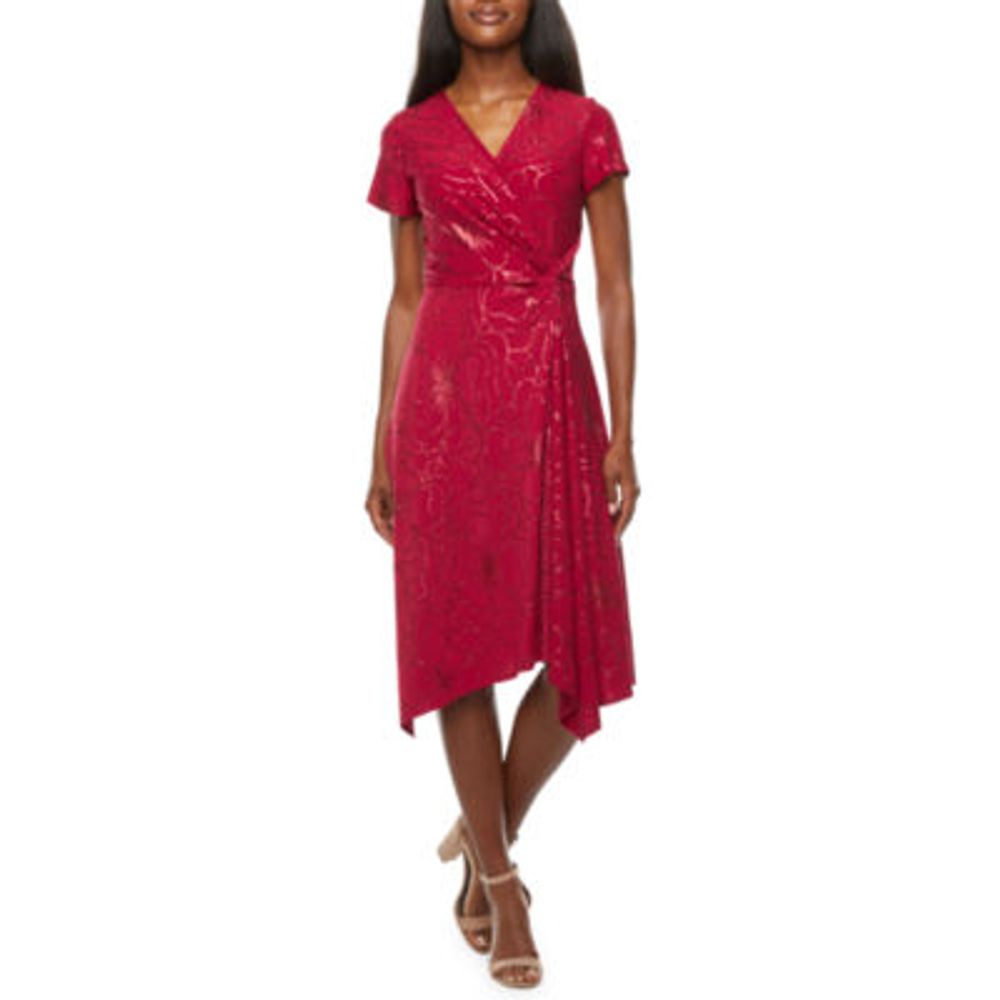perceptions short sleeve fit & flare dress