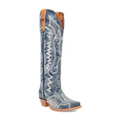 Dan Post Womens Denim Darlin' Stacked Heel Cowboy Boots