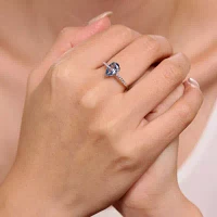 Womens 1/10 CT. T.W. Lab Created Blue Aquamarine 14K White Gold Pear Cocktail Ring