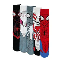 5 Pair Spiderman Crew Socks Mens