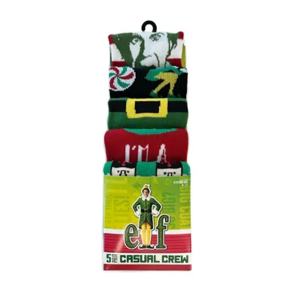 5 Pair Elf Crew Socks Mens