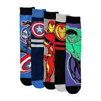 5 Pair Marvel Crew Socks Mens