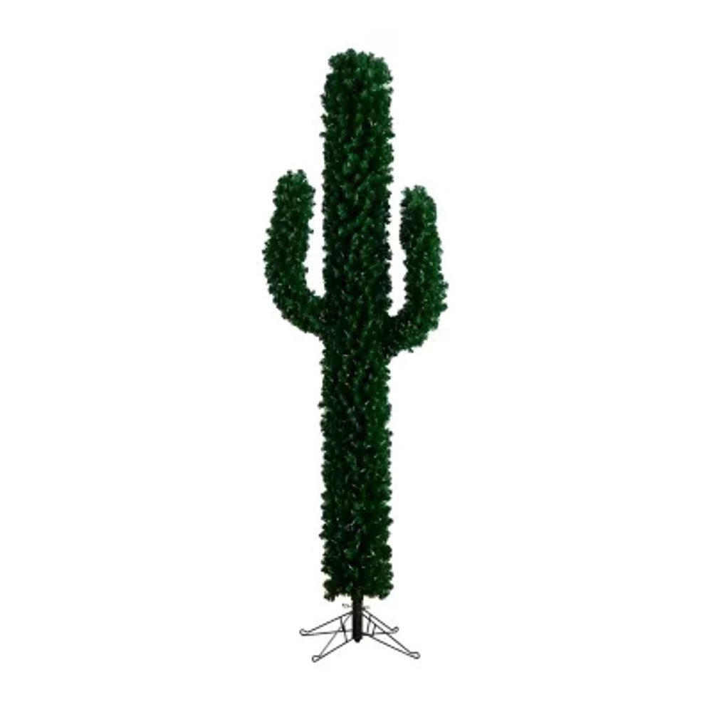 Nearly Natural Pre-Lit Artificial Cactus 500 Micro Led Lights 7 Foot Christmas Tree