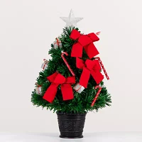 Nearly Natural 24in Pre-Lit Fiber Optic Classic Star Topped With Decorative Planter 2 Foot Christmas Tree