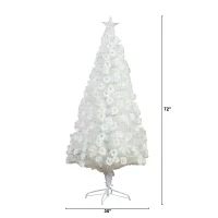 Nearly Natural Pre-Lit Fiber Optic Artificial White With Star Tree Topper 6 Foot Christmas Tree