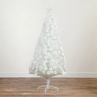 Nearly Natural Pre-Lit Fiber Optic Artificial White With Star Tree Topper 6 Foot Christmas Tree