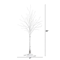 Nearly Natural 3ft Pre-Lit Artificial White Birch With 92 Warm White Led Lights 3 Foot Christmas Tree