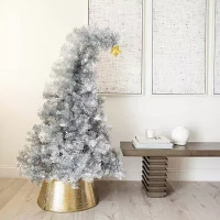 Nearly Natural Artificial Silver Tinsel Holiday Santa'S Hat With Star Topper 5 Foot Christmas Tree