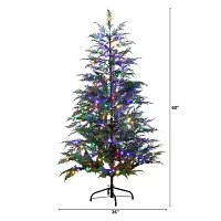 Nearly Natural Pre-Lit Artificial Park City Pine With 200 Multicolored Led Dewdrop Lights 5 Foot Christmas Tree