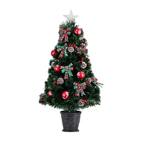 Nearly Natural 36in Pre-Lit Fiber Optic Cosmopolitan Star Topped Artificial  With Decorative Planter 3 Foot Christmas Tree