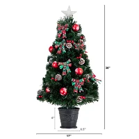 Nearly Natural 36in Pre-Lit Fiber Optic Cosmopolitan Star Topped Artificial  With Decorative Planter 3 Foot Christmas Tree