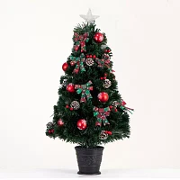 Nearly Natural 36in Pre-Lit Fiber Optic Cosmopolitan Star Topped Artificial  With Decorative Planter 3 Foot Christmas Tree