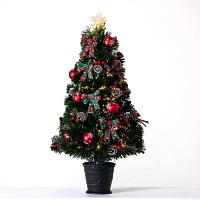 Nearly Natural 36in Pre-Lit Fiber Optic Cosmopolitan Star Topped Artificial  With Decorative Planter 3 Foot Christmas Tree