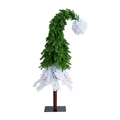 Nearly Natural Green And White Santa’S Hat  With 500 Led Lights And 1275 Bendable Branches 7 Foot Pre-Lit Fir Christmas Tree