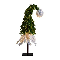 Nearly Natural Green And White Santa’S Hat With Led Lights And Bendable Branches Foot Pre-Lit Fir Christmas Tree