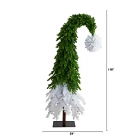 Nearly Natural Green And White Santa’S Hat  With 600 Led Lights And 1992 Bendable Branches 9 Foot Pre-Lit Fir Christmas Tree