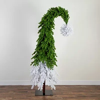 Nearly Natural Green And White Santa’S Hat  With 600 Led Lights And 1992 Bendable Branches 9 Foot Pre-Lit Fir Christmas Tree