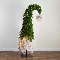 Nearly Natural Green And White Santa’S Hat  With 600 Led Lights And 1992 Bendable Branches 9 Foot Pre-Lit Fir Christmas Tree
