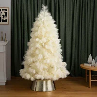 Nearly Natural 6ft Artificial Off-White Pampas Grass 6 Foot Christmas Tree