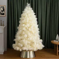 Nearly Natural 6ft Artificial Off-White Pampas Grass 6 Foot Christmas Tree