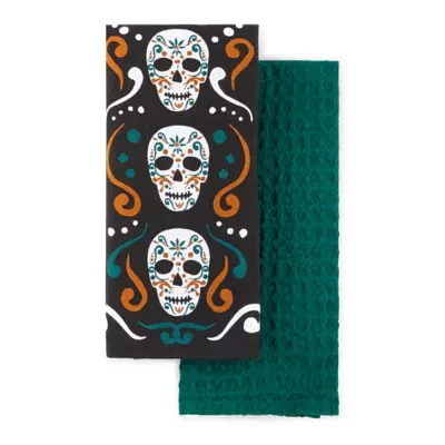 Layerings Dia De Los Muertos Sugar Skulls 2-pc. Kitchen Towel