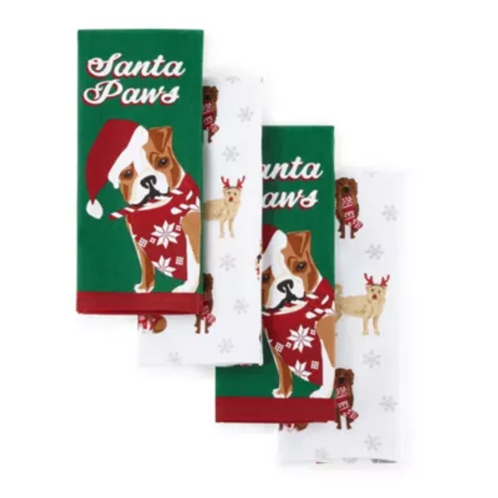 North Pole Trading Co. Santa Paws 4-pc. Kitchen Towel