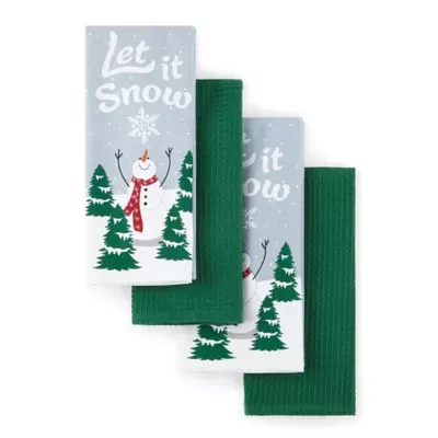 North Pole Trading Co. Let it Snow Snowman 4-pc. Kitchen Towel