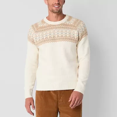 mutual weave Fairisle Mens Crew Neck Long Sleeve Pullover Sweater