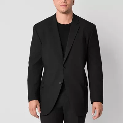 J. Ferrar Ultra Comfort Mens Big & Tall Black Suit Jacket