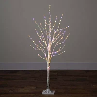 Nearly Natural Pre-Lit Artificial White Birch With Color Changing Led Lights Foot Pre-Lit Birch Christmas Tree