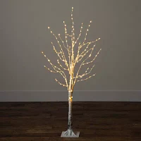 Nearly Natural Pre-Lit Artificial White Birch With Color Changing Led Lights Foot Pre-Lit Birch Christmas Tree