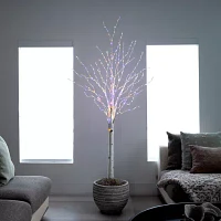 Nearly Natural Pre-Lit Artificial White Birch With 400 Color Changing Led Lights 6 Foot Pre-Lit Birch Christmas Tree